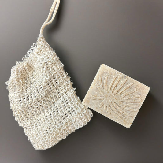 Natural Goat Milk w/ Honey and Oats soap. Includes Soap saver