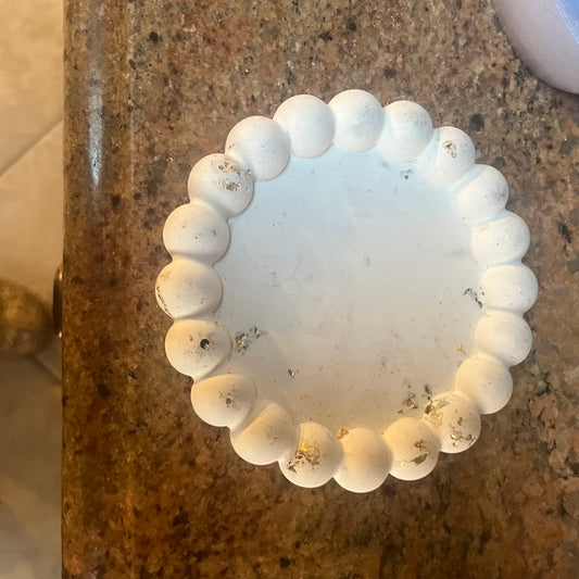 White with gold accent cement tray