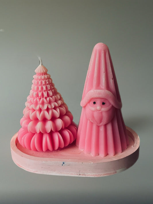 Christmas Candle Set w/ tray